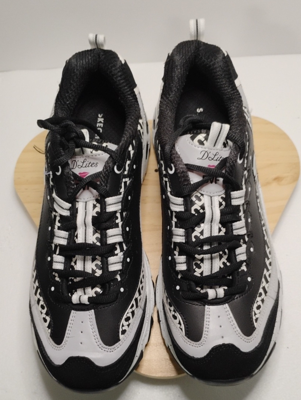Skechers D'Lites Women's Black & White Logo Accent Sneakers